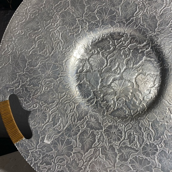 Hand Hammered Floral Serving Tray - Floral-PRICE IS FIRM - Picture 7 of 14